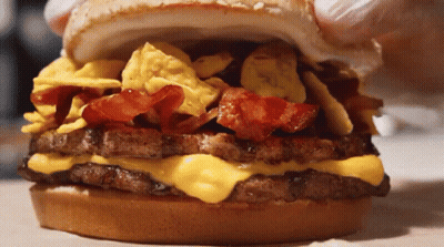 Hamburger With Nachos And Bacon GIF