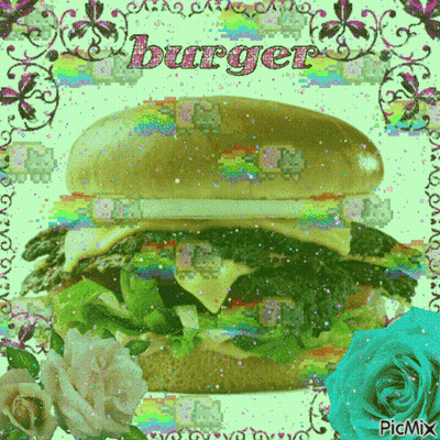 Hamburger With Pink Word Burger GIF