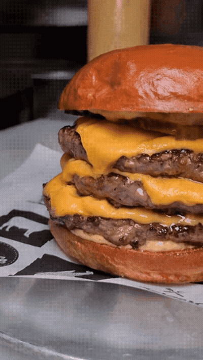 Hamburger With Three Layers Of Cheese GIF