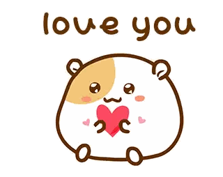 Hamster Holding Heart Saying Love You Sticker
