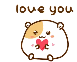Hamster Holding Heart Saying Love You Sticker