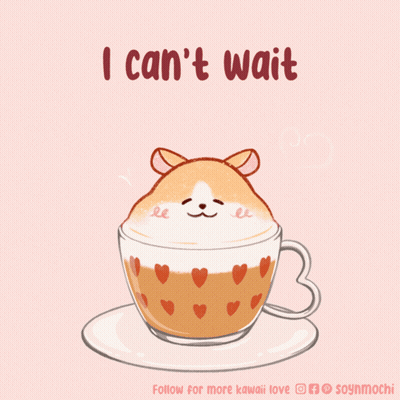 Hamster In Coffee Cup Saying I Can't Wait GIF