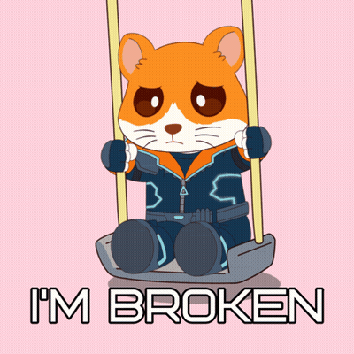 Hamster On Swing Saying I'm Broken GIF