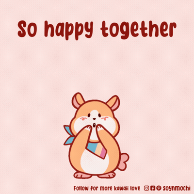 Hamster Surrounded By Hearts Saying So Happy Together GIF