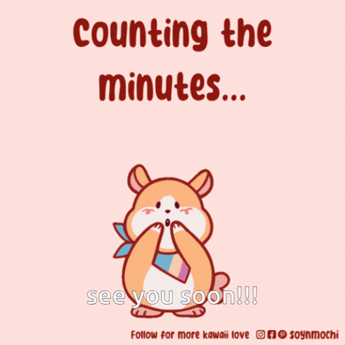 Hamster Surrounded By Pink Hearts Counting The Minutes See You Soon GIF