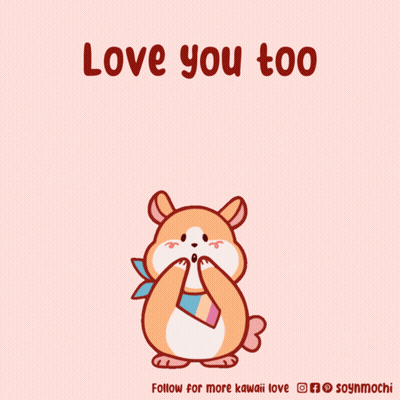 Hamster Surrounded By Pink Hearts Love You Too GIF