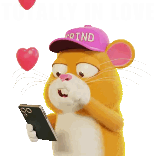 Hamster Wearing Grind Hat Holding Phone Sticker