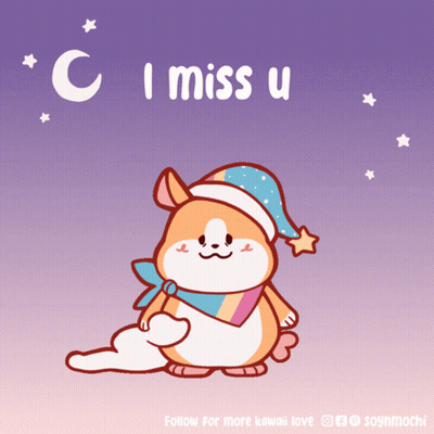 Hamster Wearing Sleep Cap Saying C I Miss U GIF
