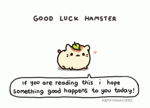Hamster With Apple On Head Says Good Luck GIF