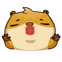 Hamster With Closed Eyes And Red Lips Sticker
