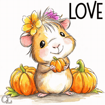 Hamster With Flower Holding Pumpkin Saying Love GIF