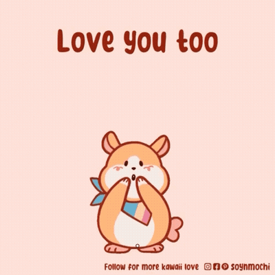 Hamster With Pink Hearts Saying Love You Too GIF