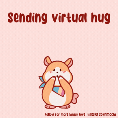 Hamster With Pink Hearts Sending Virtual Hug GIF