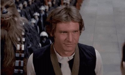 Han Solo In Front Of Chewbacca Soldiers GIF