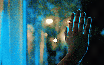 Hand Against Blue Window GIF