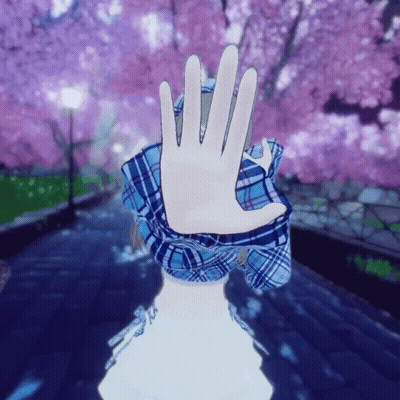 Hand Covering Person's Face By Cherry Blossom Tree GIF