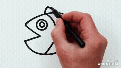 Hand Drawing Fish With Black Marker Made In Animatica GIF