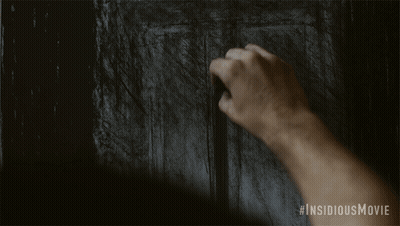 Hand Drawing #Insidiousmovie On Black Board GIF