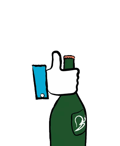 Hand Giving Thumbs Up Next To Green Bottle Sticker