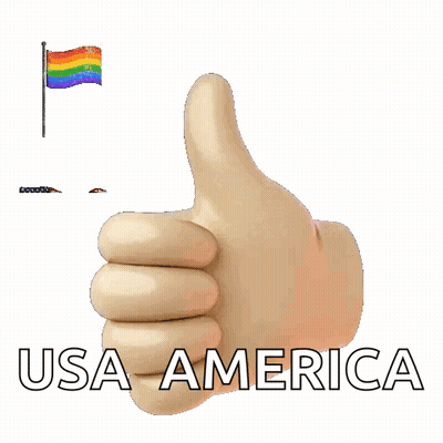 Hand Giving Thumbs Up Next To Rainbow Flag USA America GIF