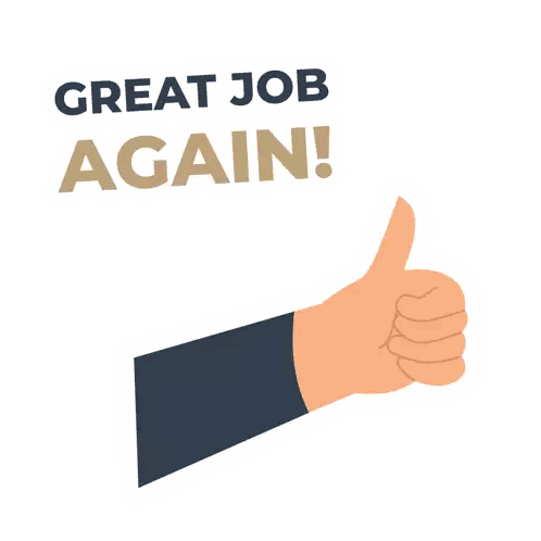 Hand Giving Thumbs Up Saying Great Job Again Sticker