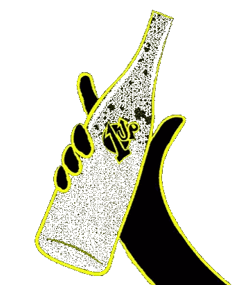 Hand Holding 7 Up Bottle Sticker