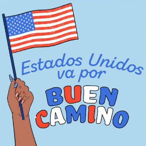 Hand Holding American Flag Estados Unidos Va Por Buen Camino GIF