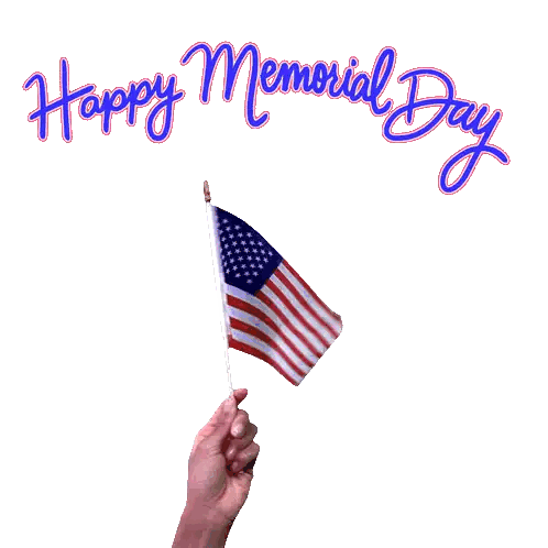 Hand Holding American Flag Happy Memorial Day Sticker