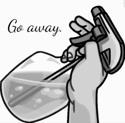 Hand Holding Beaker With Go Away GIF