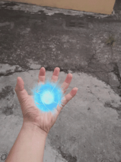 Hand Holding Blue Ball GIF