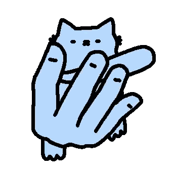 Hand Holding Blue Cat Sticker