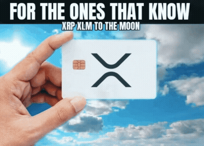 Hand Holding Card With XRP XLM Logo GIF