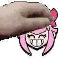 Hand Holding Cartoon Girl's Head With Pink Bow Sticker