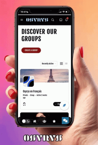 Hand Holding Cell Phone Saying Discover Our Groups GIF