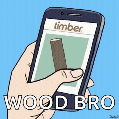 Hand Holding Cell Phone With Wooden Log GIF