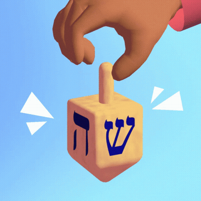 Hand Holding Dreidel With Hebrew Letter S GIF