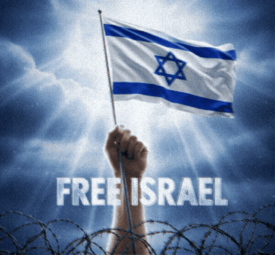 Hand Holding Flag With Free Israel GIF