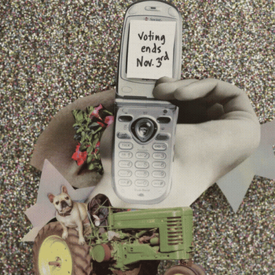 Hand Holding Flip Phone Saying Voting Ends Nov 3Rd GIF