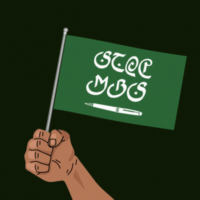 Hand Holding Green Flag Saying Ste @ E Mobs GIF