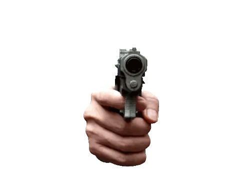 Hand Holding Gun Pointing Forward Sticker