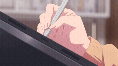 Hand Holding Pen Over Laptop Screen GIF