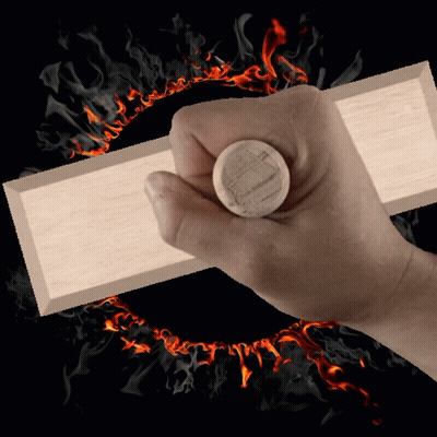 Hand Holding Piece Of Wood With Circle GIF