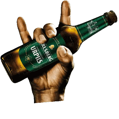 Hand Holding Pilsner Gratis Beer Bottle Sticker