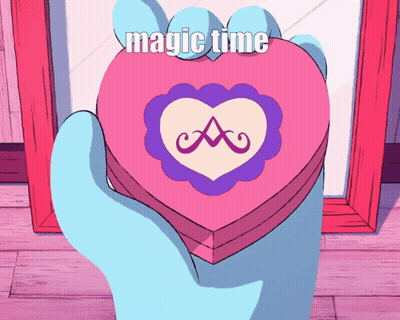 Hand Holding Pink Heart With Letter A And Magic Time GIF