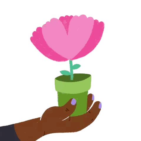 Hand Holding Potted Flower Thank You Sticker