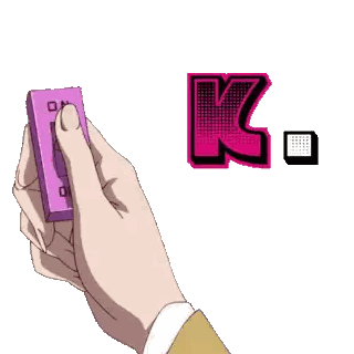 Hand Holding Purple Item With K Sticker