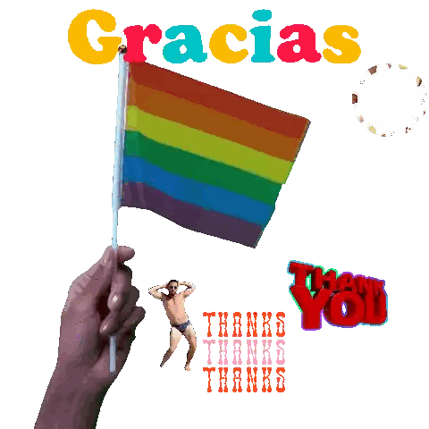 Hand Holding Rainbow Flag Gracias Sticker