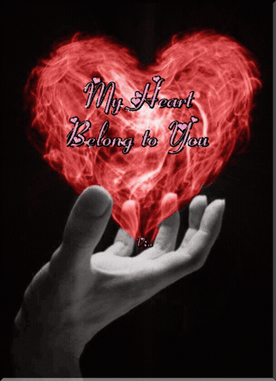 Hand Holding Red Heart Saying My Heart Belong To You GIF