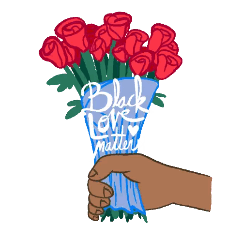 Hand Holding Red Roses Black Love Matter Sticker