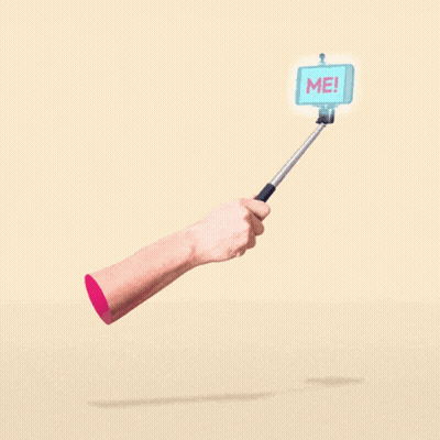 Hand Holding Selfie Stick Saying Me GIF